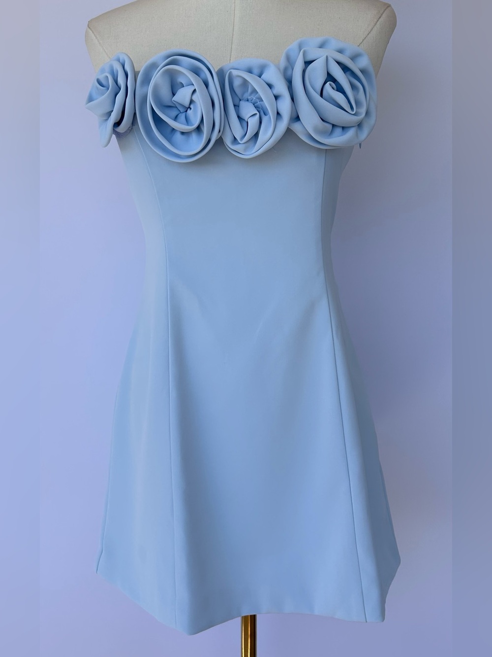 Peppermayo Women’s Patsie Strapless Body Con Mini Dress Fabric Rosettes Size 6